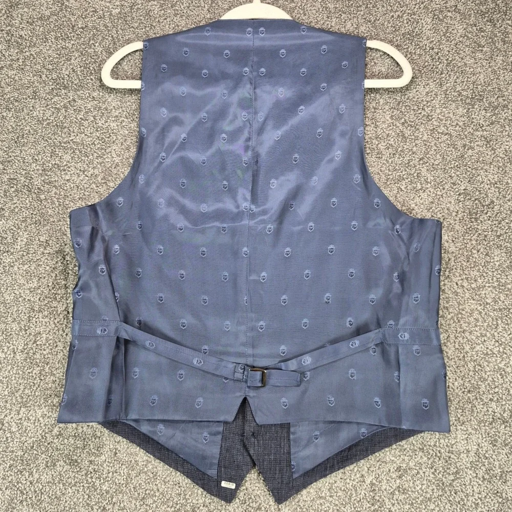 John Varvatos USA Waistcoat Mens Medium Blue 100% Linen Suit Vest